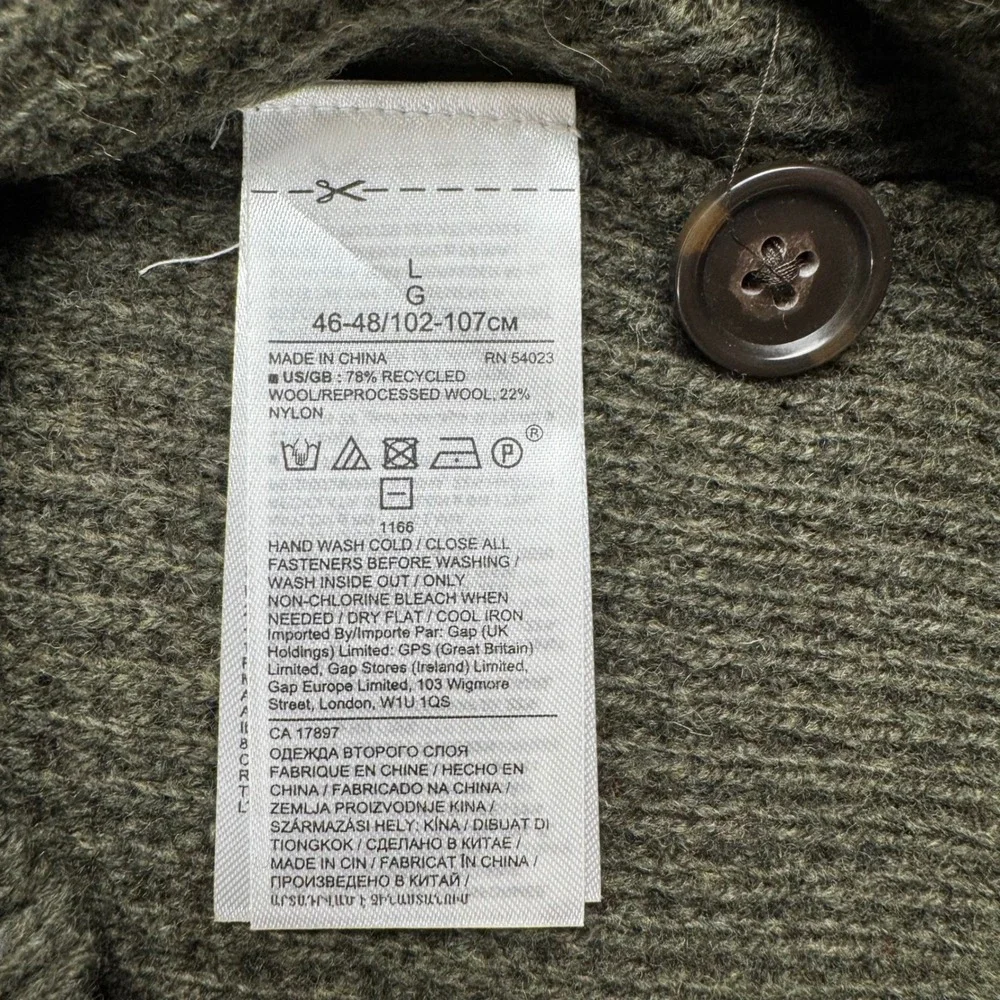 Banana Republic Sweater Mens L Olive Green Italian Merino Wool Waffle Knit